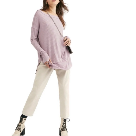 We the Free | North Shore Thermal Boat Neck Tee Lilac - Picture 2 of 5